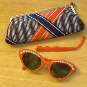 Vintage Willson Orange Sunglasses with Pearls and Case